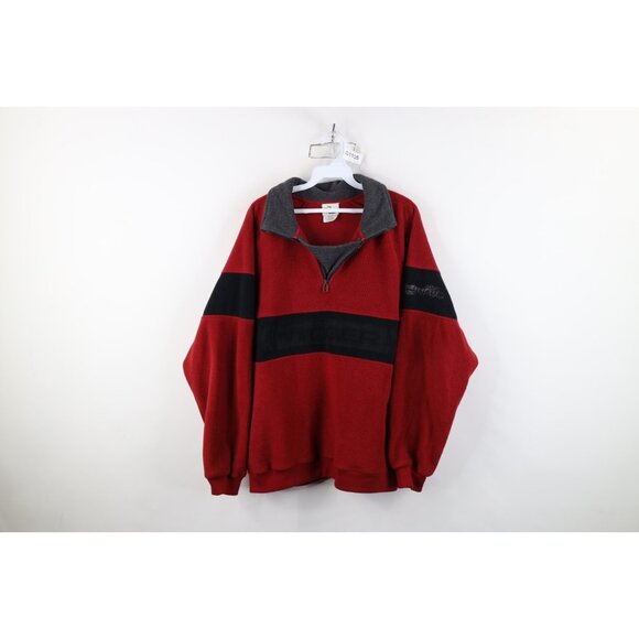 Vintage 90s Disney Mens Medium Winnie the Pooh Tigger Half Zip Fleece Sweater - Picture 1 of 12